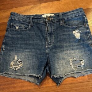 Mudd Dark Blue Ripped Jean Shorts